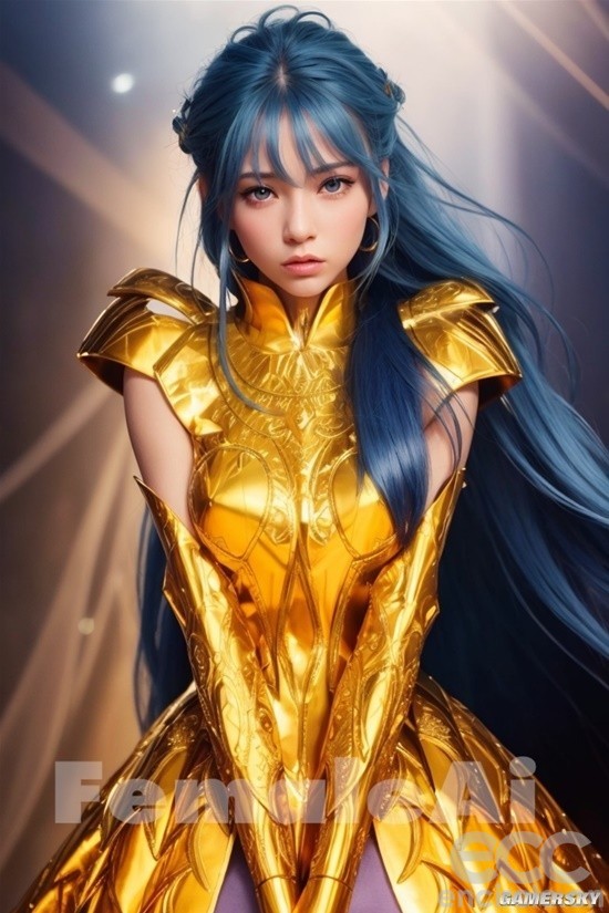 AI绘制性转黄金圣斗士 神圣加成的铠甲正妹